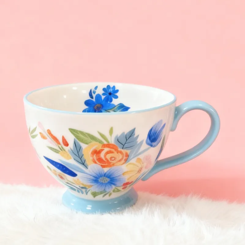 Wholesale Hand Painted Ceramic Mugs,In-Glaze Decal Coffee Cup Set Cappuccino Mugs Bulk - Image 5