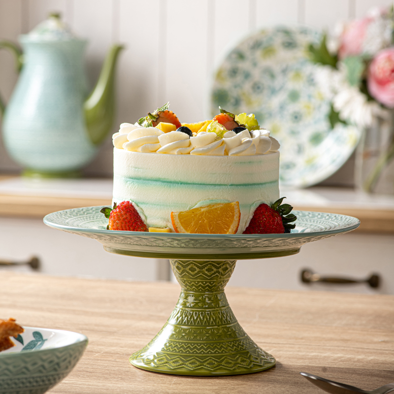 painted ceramic cake plates