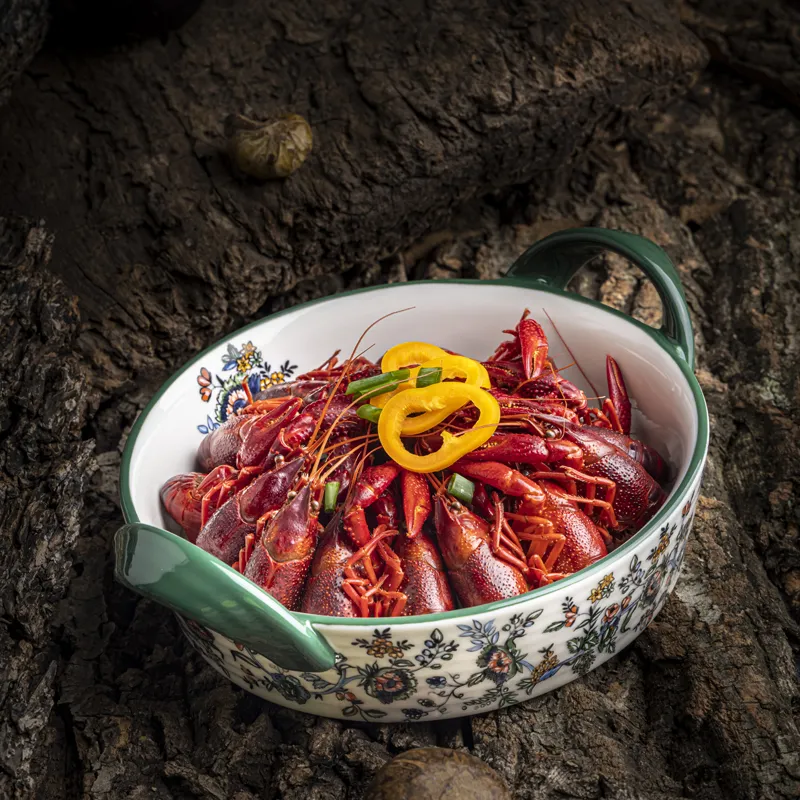 custom hand painted ceramic round bakeware