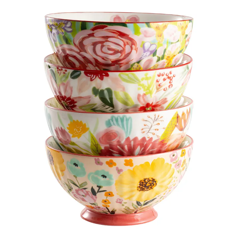 custom pattern ceramic decal salad bowl