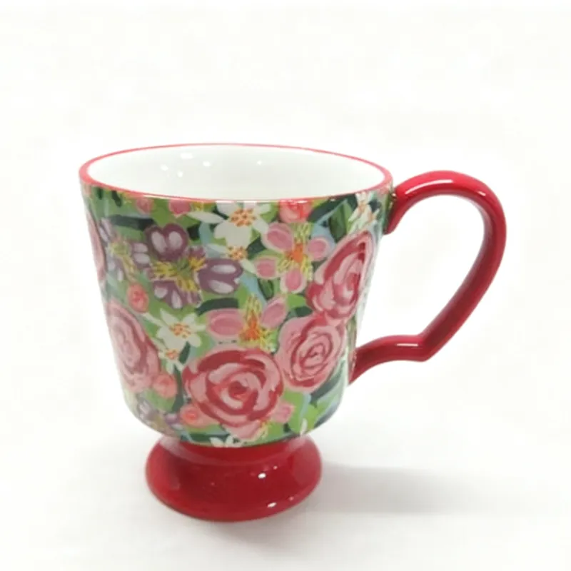 custom red decal ceramic mugs
