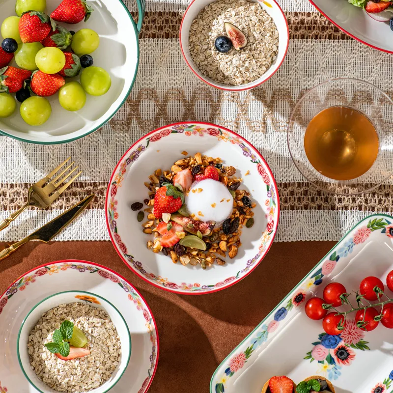 wholesale ceramic hand printing salad bowl factory