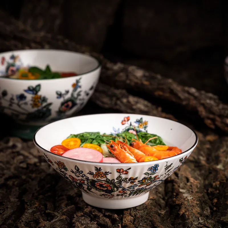 wholesale flower pattern stoneware bowl