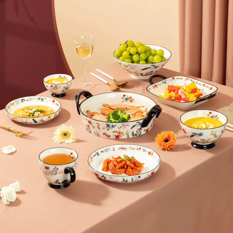 Wholesale Fancy Dinnerware Sets,Flower Pattern Dinnerware,Plate,Bowl,Bakeware,Cup in Bulk - 画像 (5)