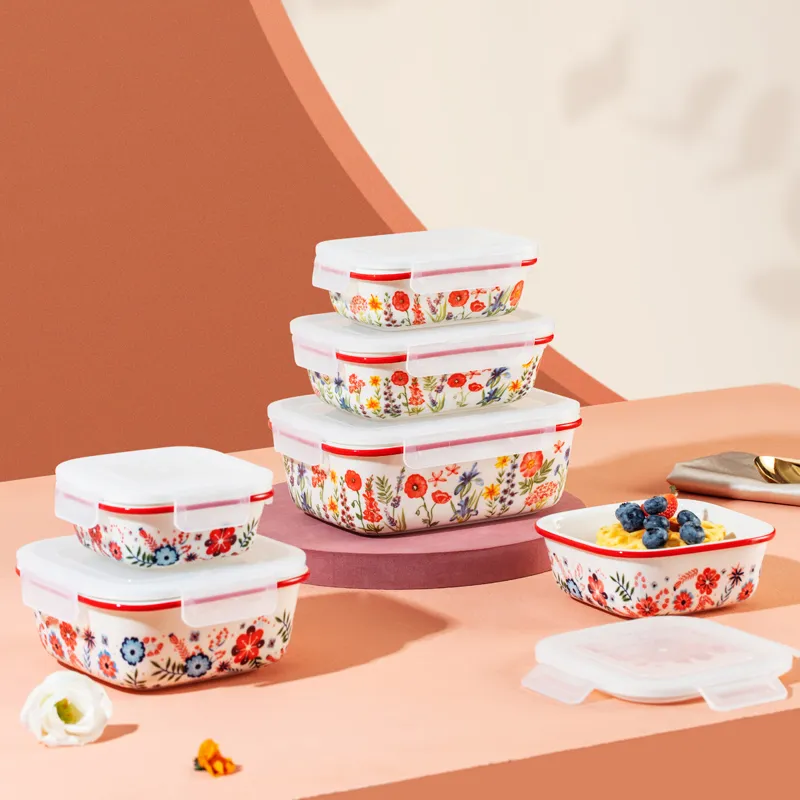 custom hand painted ceramic food storage bowl