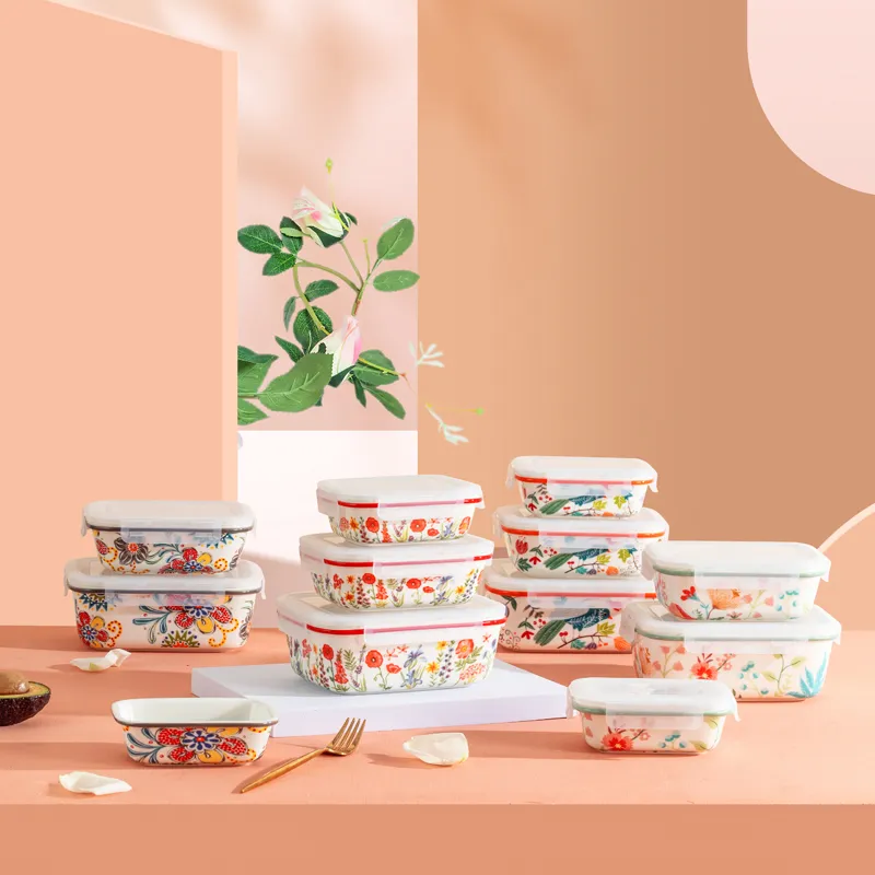 Custom Ceramic Food Storage Containers with Airtight Lids, Printed Ceramic Bowls Wholesale - Image 4