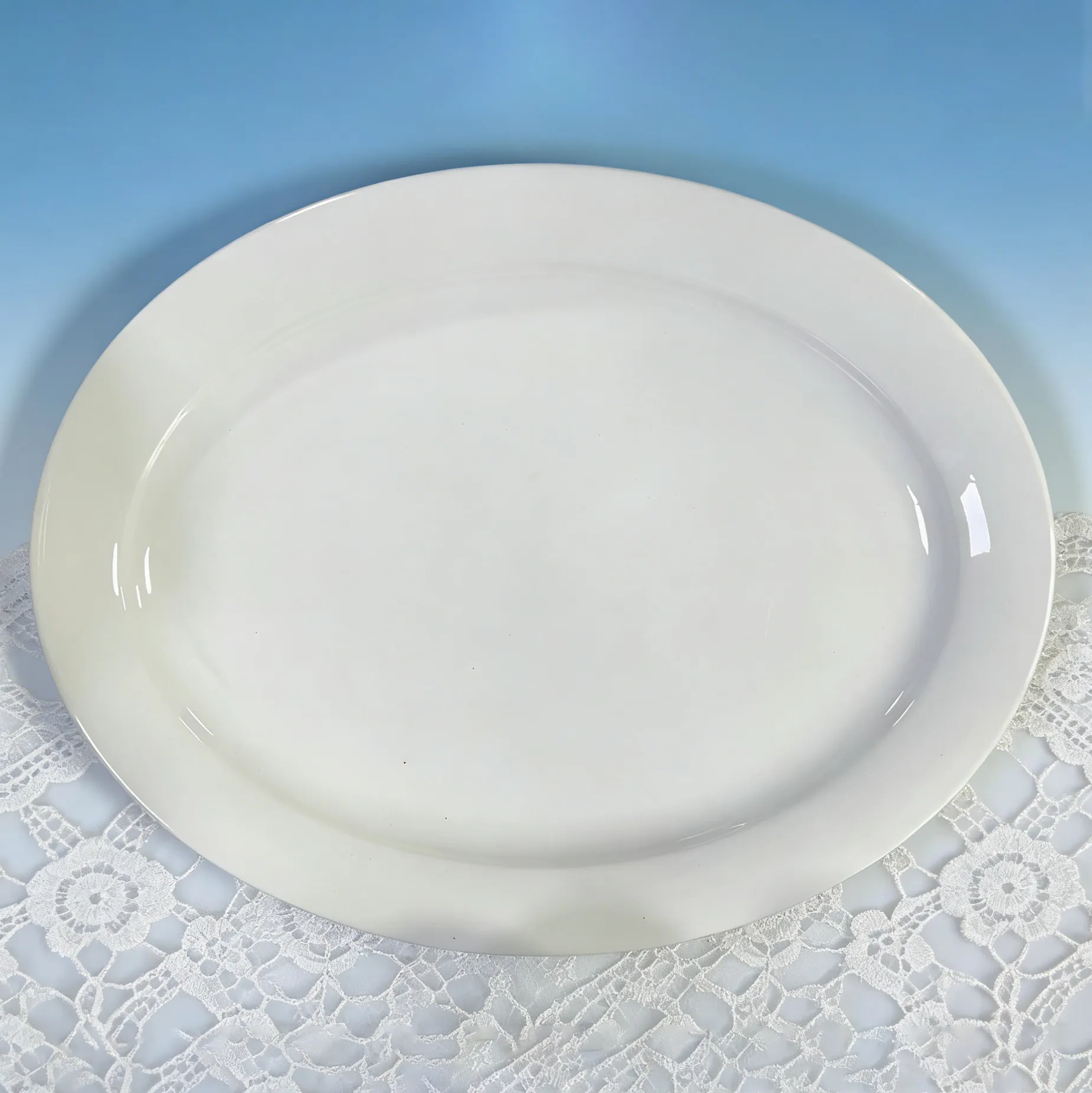 custom logo ceramic oval white plate