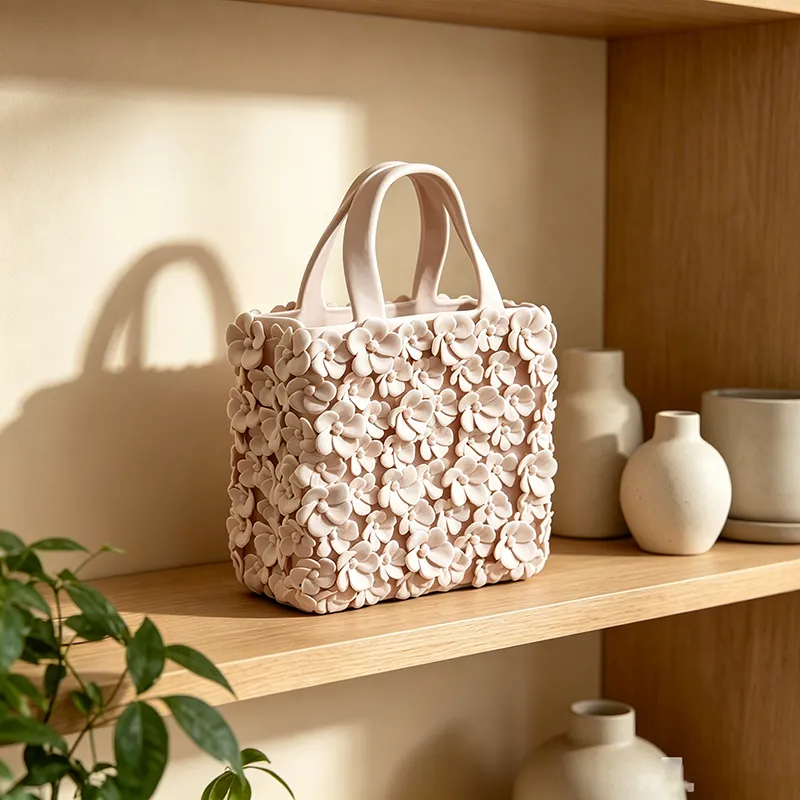 custom carry bag flower vase handicraft ceramic home decoration