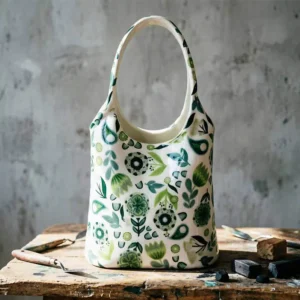 florero de cerámica personalizado con forma de bolso