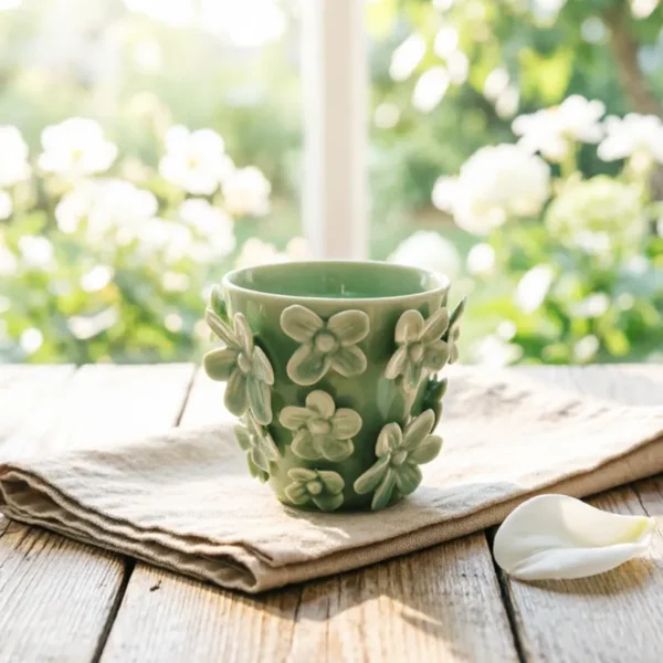 Ceramic Candle Holders Custom, Handcrafted Ceramic Flowers with