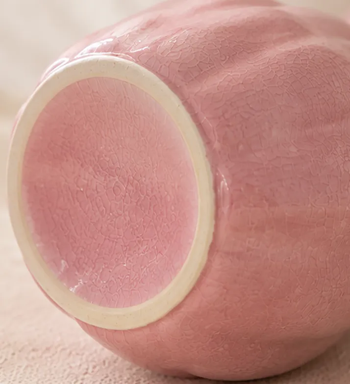Wholesale stoneware ceramic vase with pink color glaze (4)