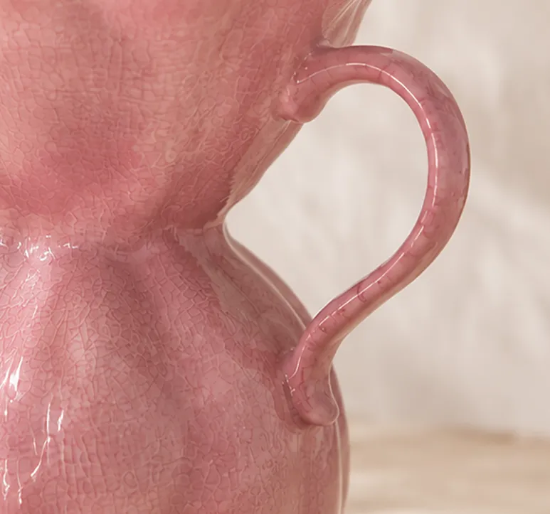 Wholesale stoneware ceramic vase with pink color glaze_1
