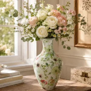 custom logo ceramic large decal vase for flower