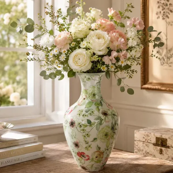 Ceramic Florists Vases Wholesale, Elegant Decal Ceramic Vases for